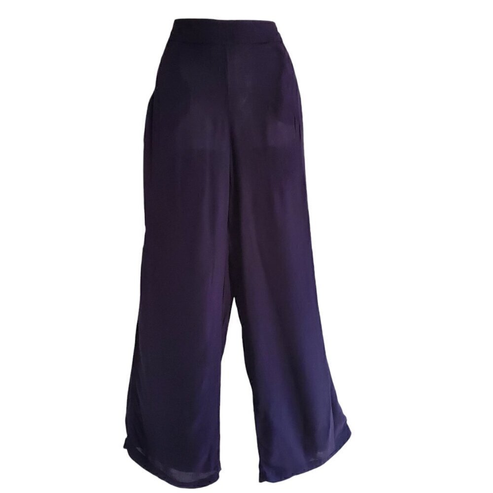 NAVY PALAZZO SHEER PANTS SZ MED